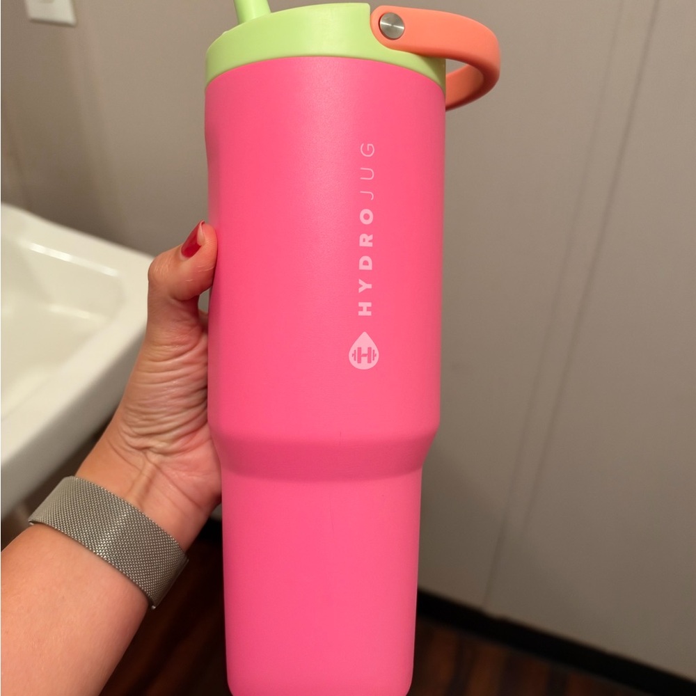 HydroJug sport Pink Water Tumbler with Lime Accent